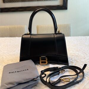 Balenciaga Small Black Hourglass Top Handle Bag Brand New
